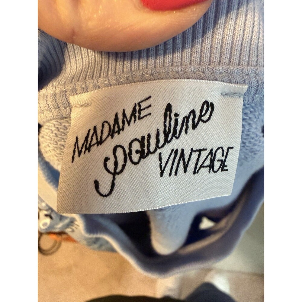Madame Pauline Vintage Blue Bandana Sweatshirt Cotton Made In Italy One Size - Picture 6 of 8